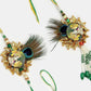 NVR Women & Men Set of 2 Green Radha Krishna Beaded Bhaiya Bhabhi Rakhi With Roli Chawal & Chocolate | Swadesiicart