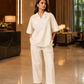 Aayaa Designer Pure Cotton Cord Set-Off White