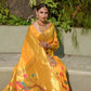 Jyoti Fashion Women's Yellow Paithani Silk Zari Woven Saree with Blouse | Swadesiicart
