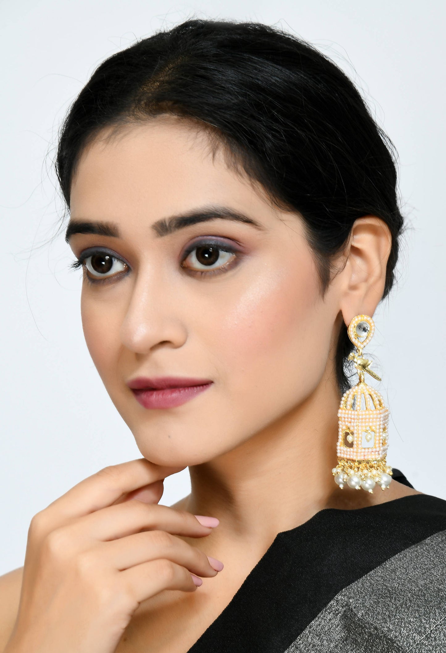 Mominos Fashion Johar Kamal Golden Color Bird Nest Earrings With Pearls - Swadesiicart