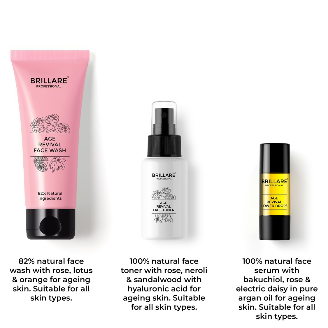 Brillare Age Revival Natural Face Wash Toner and Face Serum Combo