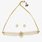Gold-Polished White Pearl Kundan Choker With Studs - Ruby Raang | Swadesiicart