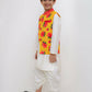 Lil Drama Genda Phool White Kurta and Dhoti with Mustard Jacket Set for Boys | Swadesiicart