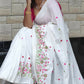 Exclusive Collection White Pure Cotton Handloom Embroidered Saree - Swadesiicart