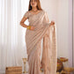 Vamsee Mumtaz Cream Crunchy Crush Saree - Swadesiicart