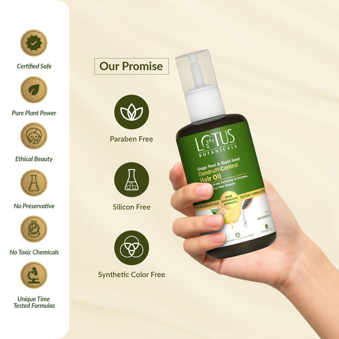 Lotus Botanicals Ginger Root & Black Seed Dandruff Control Hair Oil | Swadesiicart