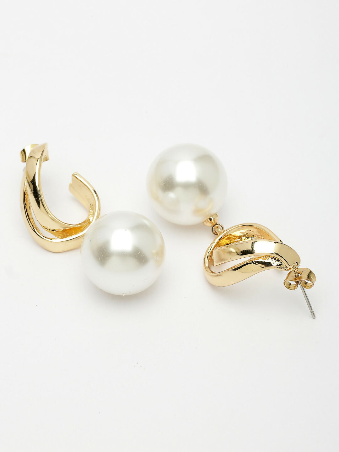 NVR Women's Gold-Polished Pearl Drop Earrings | Swadesiicart