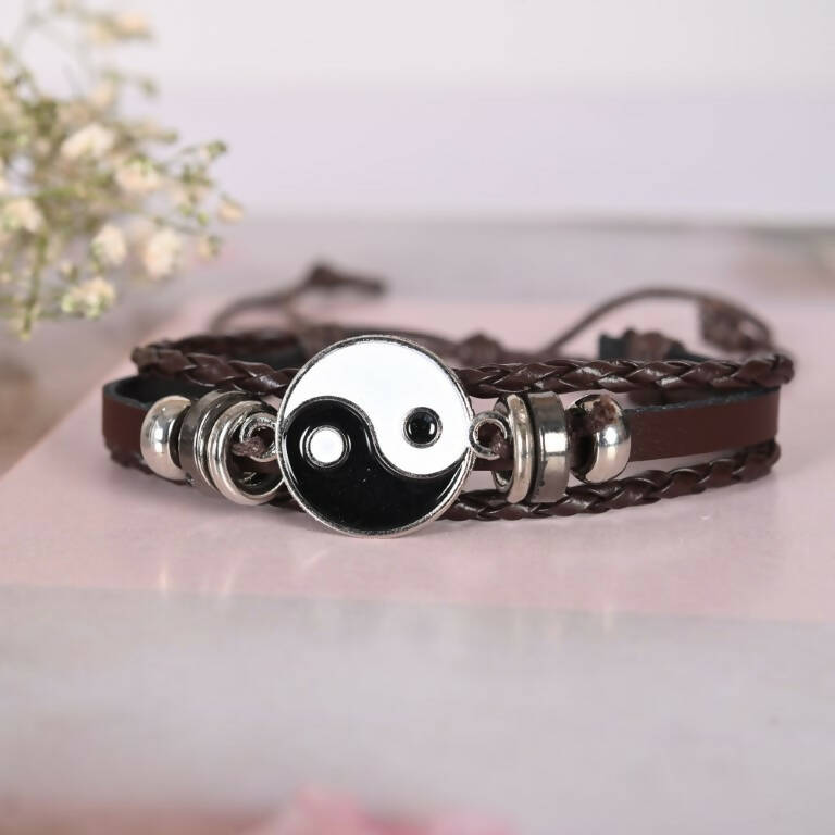 NVR Men Leather Wraparound Bracelet - Swadesiicart