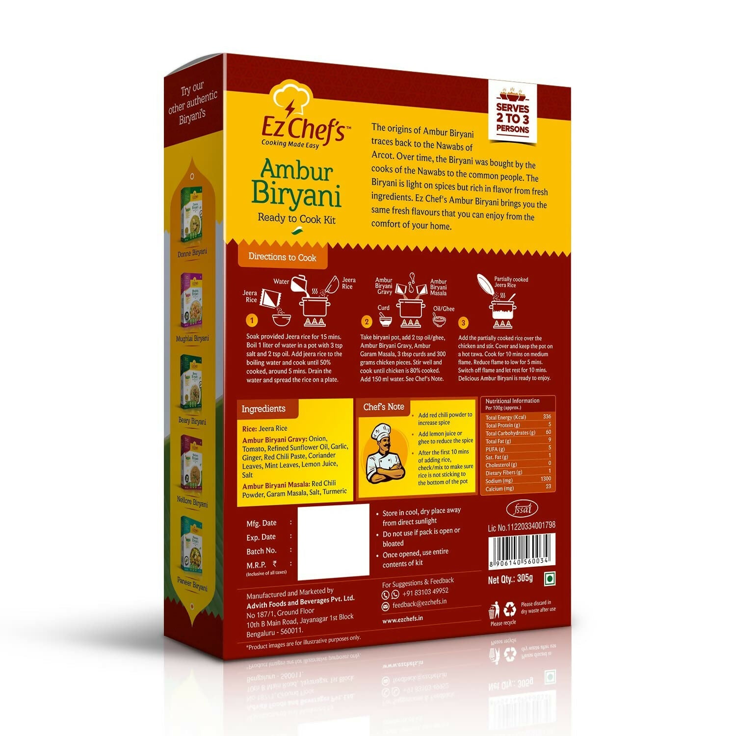 Ez Chef's Ambur Biryani Kit - Ambur's Famous Biryani | Swadesiicart