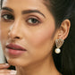Nuyug 22K Gold-Plated Elegant Zircon Stone Studded & Pearls Drop Stud Earrings | Swadesiicart