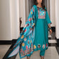 Jyoti Fashion Women's Teal Viscos Simmer Hand Work with Floral Printed Kurta Set | Swadesiicart