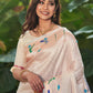 Vishnu Weaves Women's Off White Paithani Silk Minakari Zari Woven Saree with Unstitched Blouse - Swadesiicart