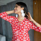 Aayaa Pure Muslin printed Kurti & Pant - Red