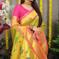 Jyoti Fashion Women's Green Banarasi Silk Zari Woven Saree with Blouse | Swadesiicart