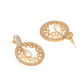 Nuyug 22K Gold Plated Cubic Zirconia Studded Contemporary Moon Shaped Pearl Drop Chandbalis | Swadesiicart