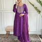 Purple Rayon Slub Stitched Suit With Dupatta - Tanisha | Swadesiicart
