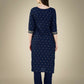 Jyoti Fashion Women's Navy Blue Cotton Magic Slub Embroidery & Sequence work Kurta with Trouser & Dupatta | Swadesiicart