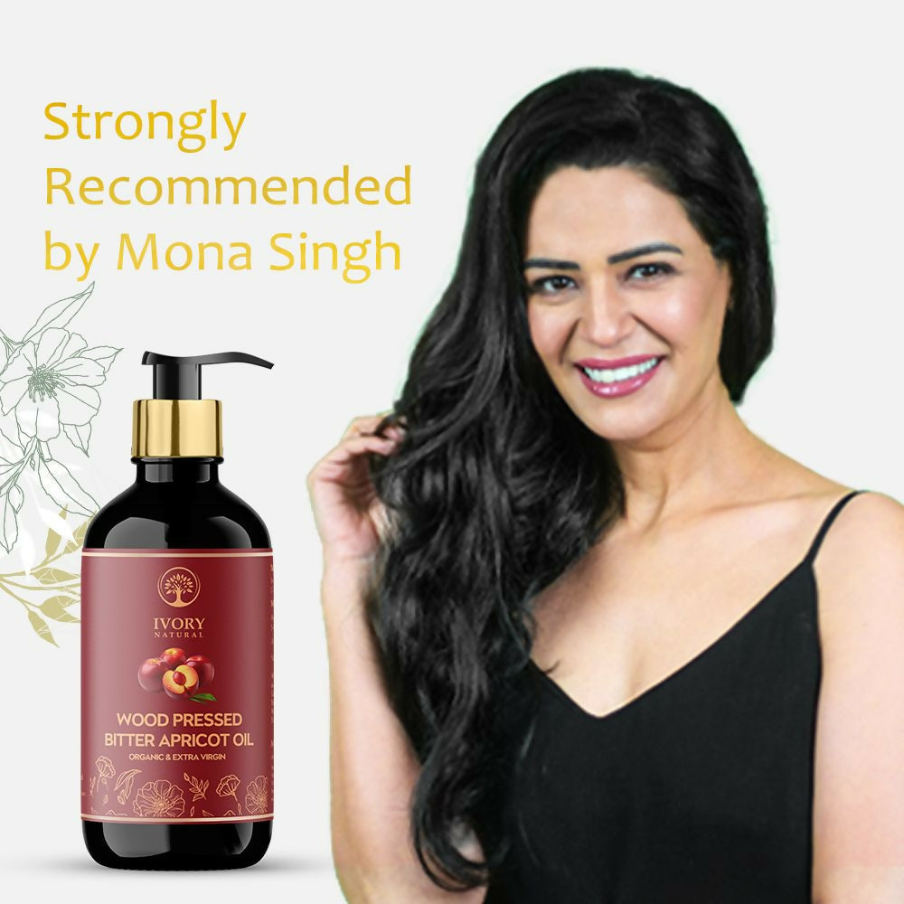 Ivory Natural Wood Pressed Bitter Apricot Oil Organic & Extra Virgin For Deep Moisturization, Gentle Hydration, And Youthful Glow | Swadesiicart