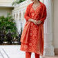 The52 Orange Women's Gorgeous Rayon Embroidered Straight Kurta with Pant And Dupatta Set - Swadesiicart
