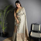Joban Fashion Grey Banarasi Soft Lichi Silk Checks & Woven Saree | Swadesiicart