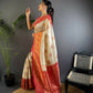 Joban Fashion Banarasi White Woven Soft Silk Saree | Swadesiicart