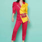 Women Republic Pink And Yellow Cotton Silk hand Embellished Coord set with Pouch | Swadesiicart
