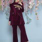 Joban Fashion Wine Velvet Hand Embellished Coord Set - Swadesiicart