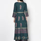 Aniyah Rayon Teal Blue Color Block Print Anarkali Kurta (AN-221K)