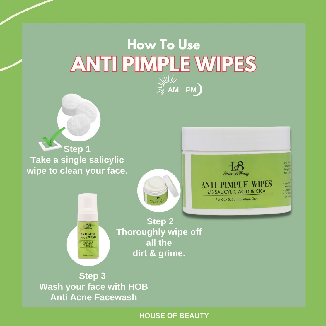 House of Beauty Anti Pimple Wipes - Swadesiicart
