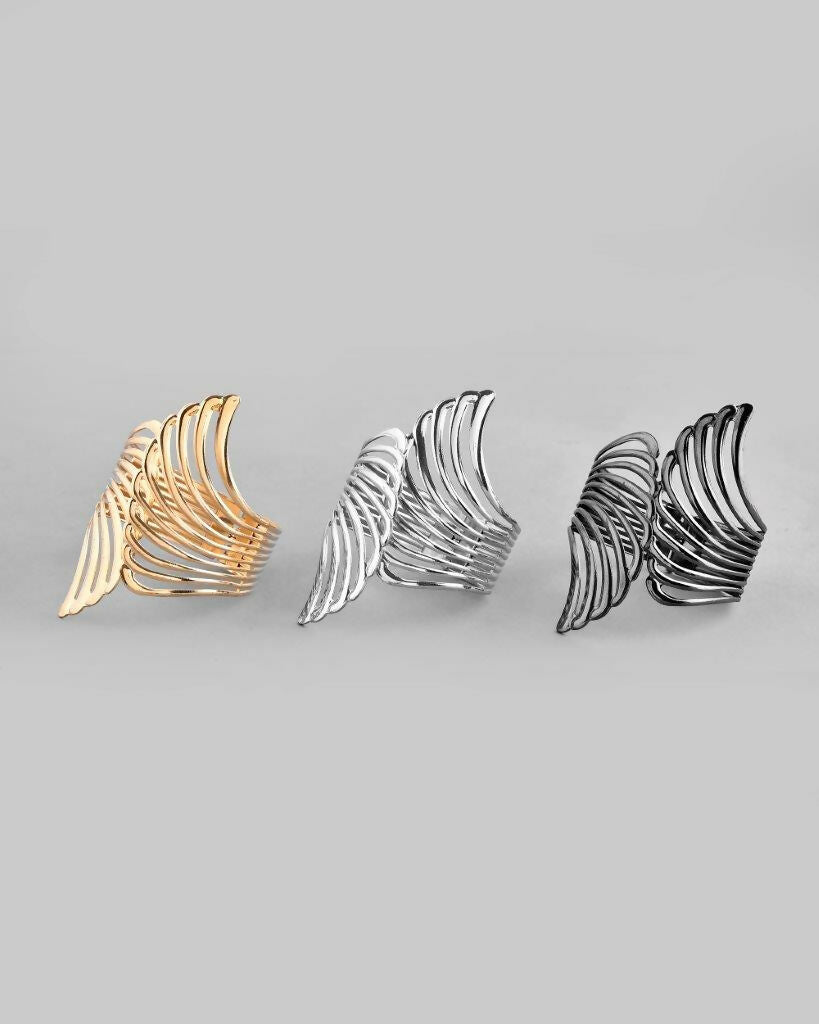 VOJ Pack of 3 Bracelet - Gold, Silver and Black Tonned Kada Bracelet. - Swadesiicart