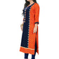 NOZ2TOZ Women Orange & Blue Rayon Kurta (1Pc) - Swadesiicart