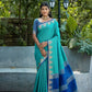 Vishnu Weaves Women's Rama Raw Silk Zari Woven Saree with Blouse - Swadesiicart