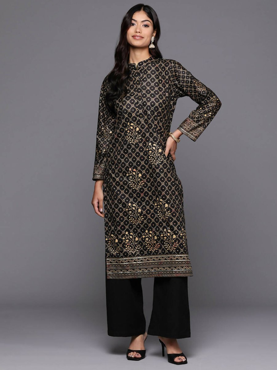 Ahalyaa Women's Traditional wear Kurta - Black | Swadesiicart