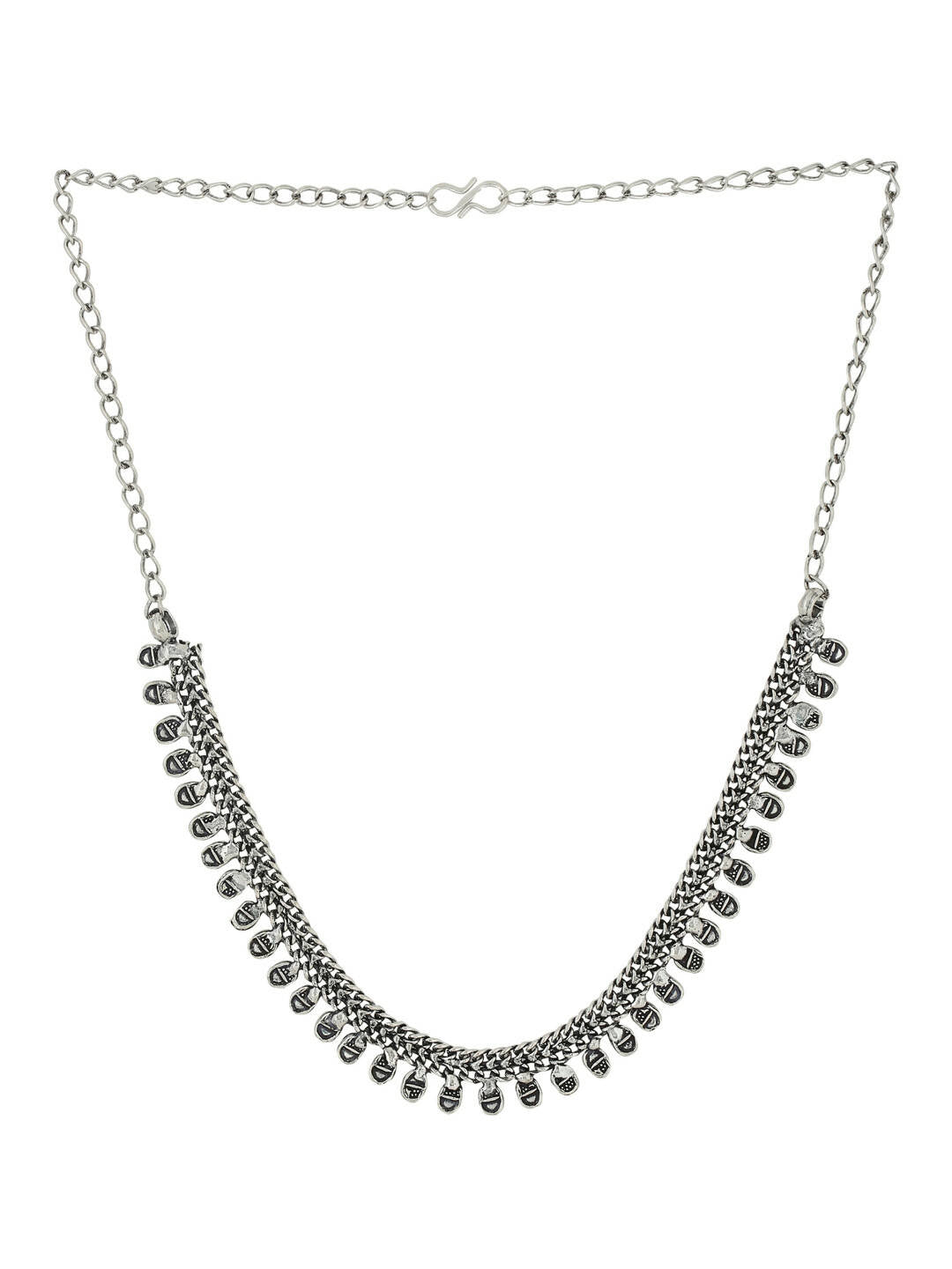 NVR Women Silver-Plated Oxidised Necklace | Swadesiicart