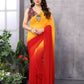 Partywear Designer Yellow & Red Georgette Fancy Saree - Satrangi | Swadesiicart