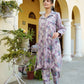 Vaasva Women Lavender Muslin Printed Shirt & Pant Set - Swadesiicart