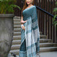 Beatitude Blue Cotton Tanchori Handloom Saree
