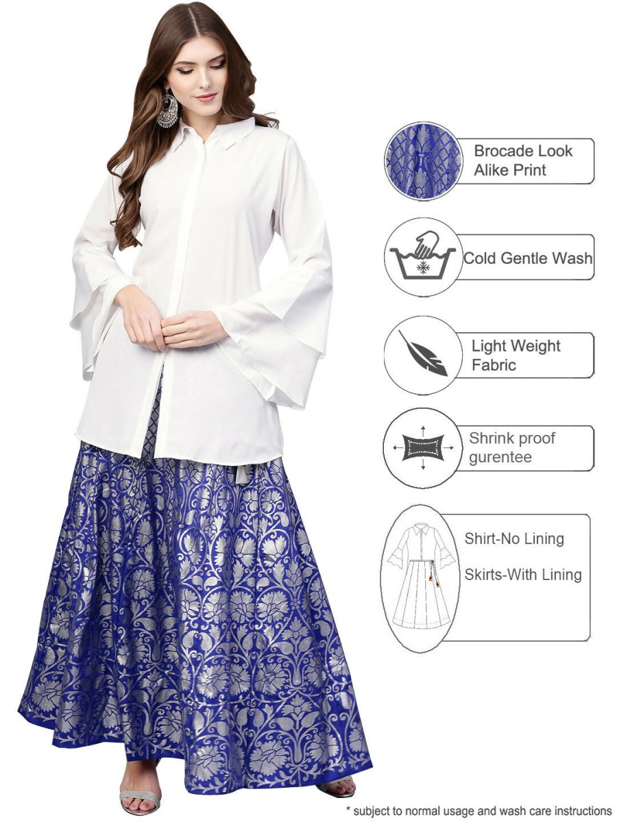 Ahalyaa Women's Traditional Wea Co-ods - White - Swadesiicart