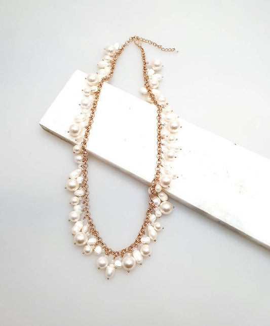 Bling Accessories Baroque & Swarovski Glass Pearls Long Charm Necklace | Swadesiicart