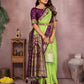 Aastha Fashion Parrot Green Kalamkari Silk Zari Woven Saree