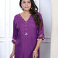 Miravan Women's Purple Solid Rayon Straight Co-Ord Set - Swadesiicart