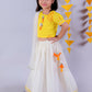Lil Drama Festive Girls White Lehanga and Yellow Choli with Dupatta Ethnic Set | Swadesiicart