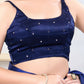 Joban Fashion Navy-Blue Gajji Silk Sleeveless Back Open Blouse - Swadesiicart