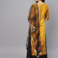 Ahalyaa Women's Mustard Poly Silk Printed Kurta Skirt Set With Dupatta | Swadesiicart