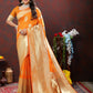 Lorenvalley Fashion Orange Soft Silk Woven Design Gold Zari Weaving Saree - Swadesiicart