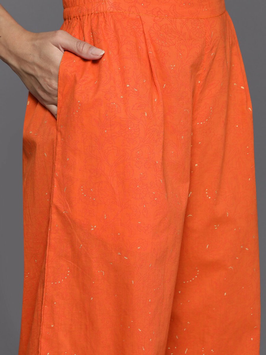 Ahalyaa Women's Traditional wear Kurta Set - Orange | Swadesiicart