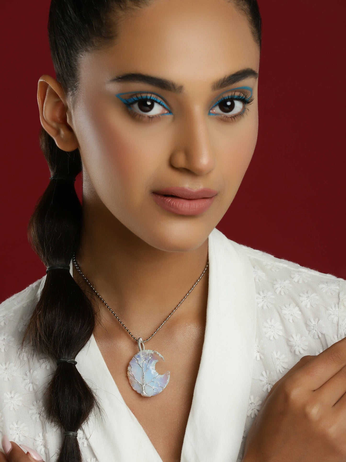 Women's Silver-Toned Blue Silver-Plated Handcrafted Chain - Ruby Raang | Swadesiicart
