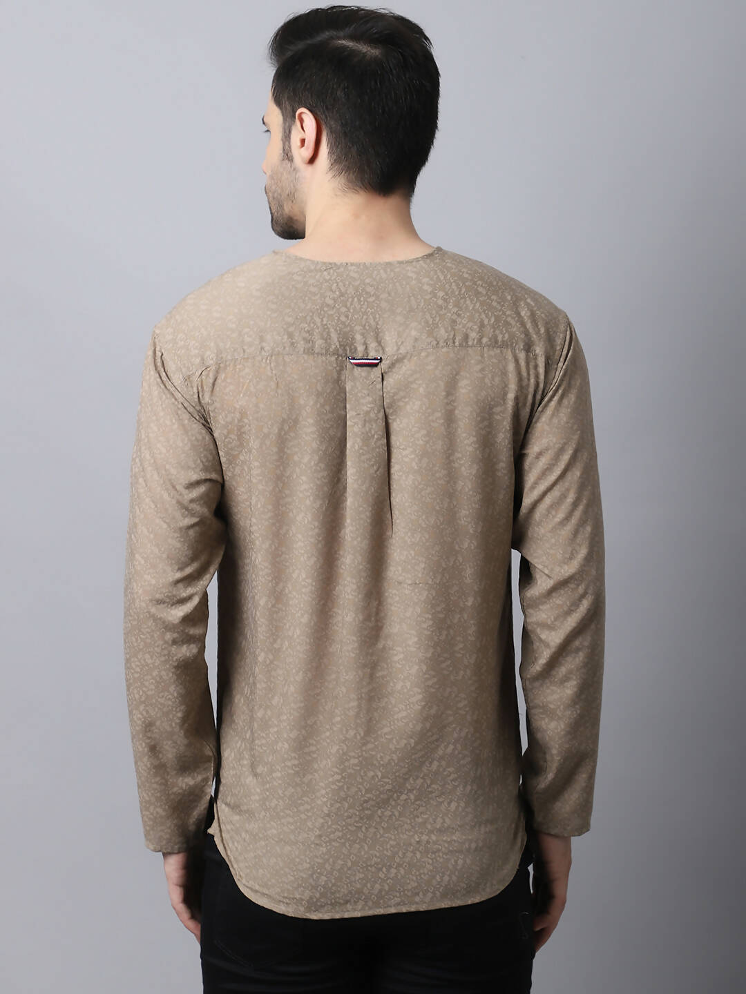 Even Apparels Beige Pure Cotton Round Neck Slit Men's Kurta | Swadesiicart