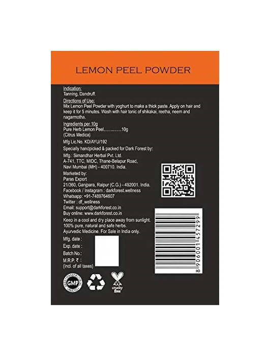 Dark Forest Lemon Peel Powder | Swadesiicart