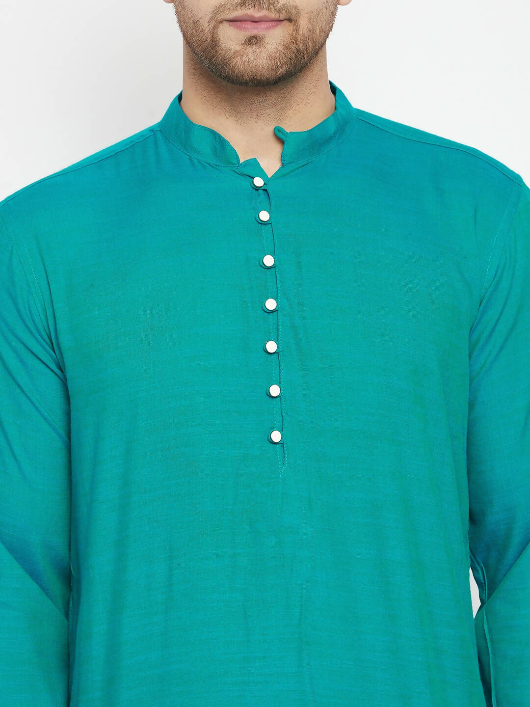 Even Apparels Green Viscose Long Men's Kurta With Band Collar | Swadesiicart